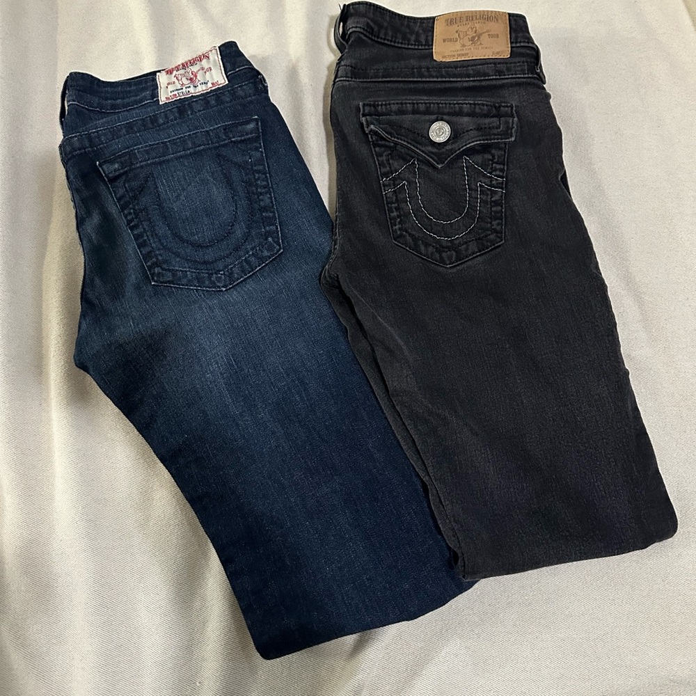 True Religion Dark Blue and Charcoal Jeans lot of 2